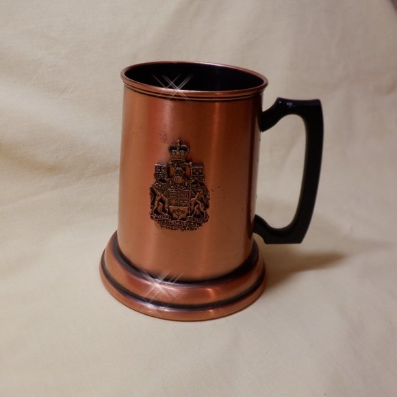 Copper *** MUG *** Canadian Coat of Arms by Fantasy Copperware with Glass Bottom - Picture 1 of 2